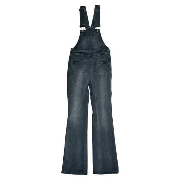 Free People Women’s 28 Flare Denim Overalls Black Stretch - Picture 1 of 8
